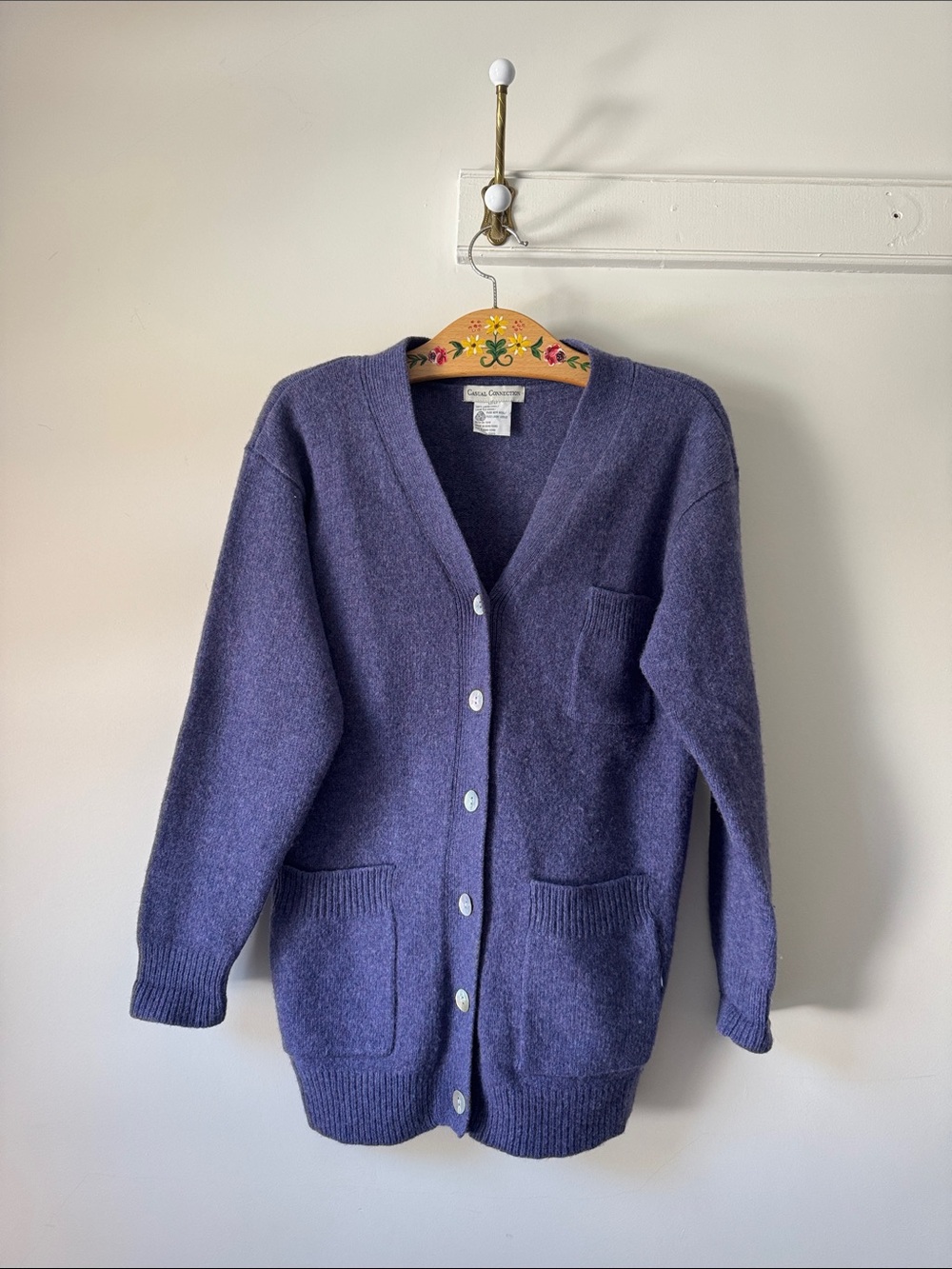 100% Virgin Lambs Wool Button-Front Women's Cardigan Sweater